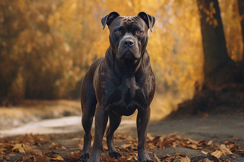 Cane Corso Hund ganzkörper im Herbst